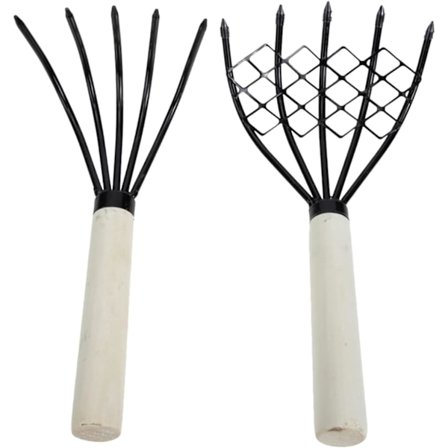 2 stk. Klo Rake med Net, Håndnet, Musling Rake, Have Klo Rake, Havdyr Grave Rake Ergonomisk Havdyr Skal Grave Til