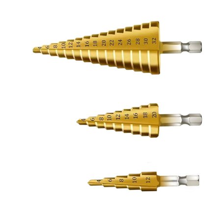 3PCS Forsænkerbor, Trekantet Konisk Titanium Forsænkerbor, 4-12/20/32 mm til Skruetrækkerboring på Stål, Messing, Træ, Plast