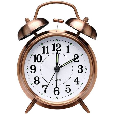 Retro Vekkerklokke, Gammeldags Sengeramme Vekkerklokke med Ikke-Tikkende Tvillingklokke, Vintage Batteridrevet Analog Kvarts Høy Alarmklokke
