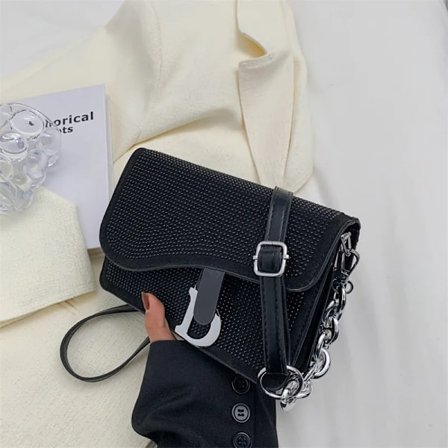 Damväska Trend Högkvalitativ Tjock Kedja Ljusa Diamanter Lyxiga Designer Crossbody Väskor Mode Sadelväska