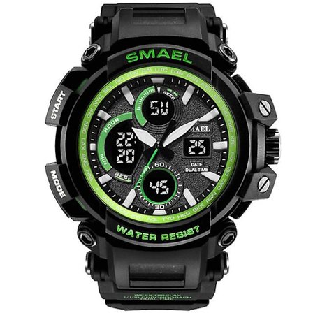 Smael Camouflage Military Watch Herr Vattentät Dual Time Display Herr Sportarmbandsur Digital Analog Quartz Watches Man 1708
