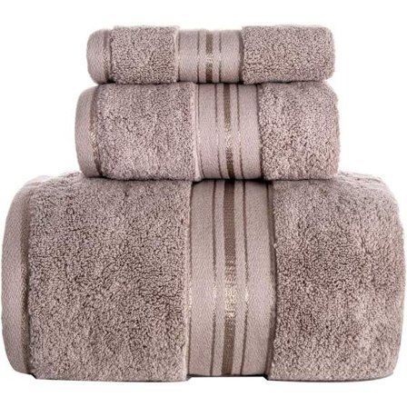 Lyxiga badhanddukar set 3-pack, handduksset 100% bomull-brun