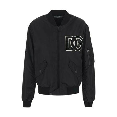 Dolce & Gabbana, Logo Patch Bomber Jacket Zwart, Dames, Maat:XS