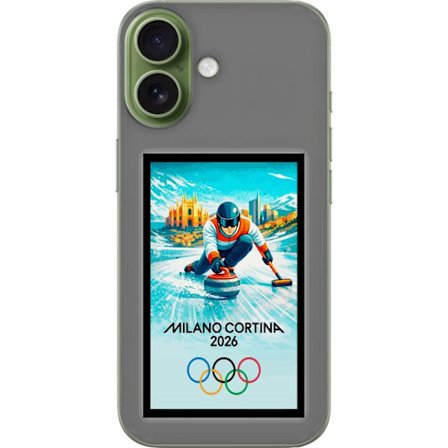 Yhteensopiva Puhelinkuori Apple iPhone 17 Jääkiekkoilukuva, jossa pelaajat liikkuvat jäällä, Milano Cortina 2026, Milanin maamerkit ja olympialaisten