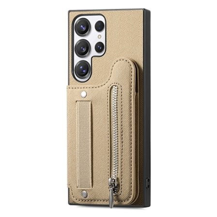 Samsung S22 Ultra Wallet Telefon Cover, Kortholder Beskyttelsescover, Abrikos