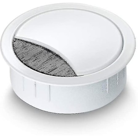 Kabelgjennomføring, rustfritt stål, malt hvit 60mm, for flere kabler, børstetetning og avtakbart deksel, høyde ca. 21mm