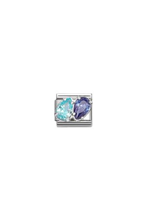 Classic cz & 925 Sterling Silver Light Blue- Blue Double Drops
