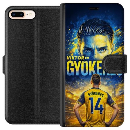 Yhteensopiva Lompakkokotelo Apple Apple iPhone 7 Plus Viktor Gyökeres jalkapallojuliste keltaisella ja sinisellä värimaailmalla, dramaattinen stadi