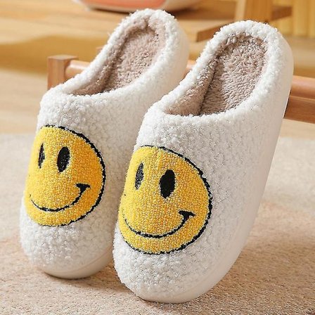 Hjemmesko Smiley Face Hjemmesko Kvinder Smil Hjemmesko Gladt Ansigt Hjemmesko Retro Smiley Face Bløde Plys Behagelige Varme Slip-on Hjemmesko
