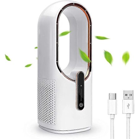 Bordventilator, Bladløs Ventilator 11,8 Tommer USB Bordventilator Med Touch Kontrol 3 Kølehastigheder, Personlig Ventilator Til Soveværelse Kontor