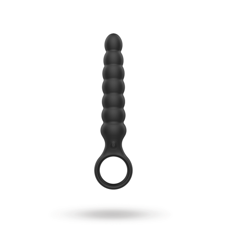 Sustainable Pleasure: Black Ribbed Anal Plug With Vibrations