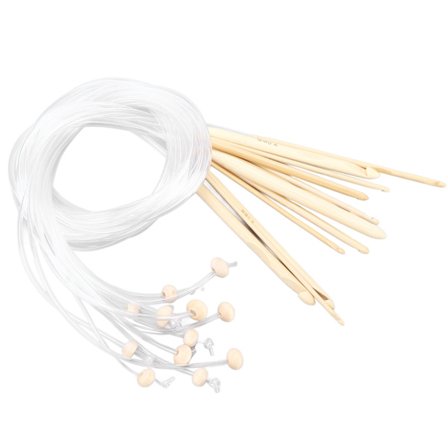 Heklenåler utvidede teppe nål veveverktøy med bambusperler for håndverksentusiaster