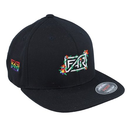 Fair - Schwarz flexfit Cap - Fair Pride Flowers Black Flat Brim Fitted @ Hatstore