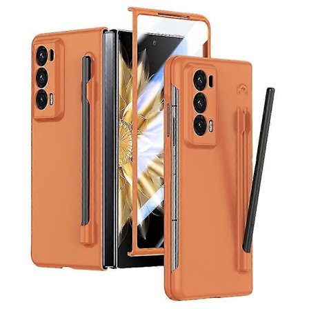 For Honor Magic V2 5G Skin-touch telefondeksel med herdet glassfilm og pekepenn