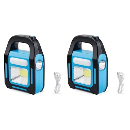 2x 3 i 1 Solcelle USB Oppladbar COB LED Campinglykt, Lading for Enhet, Vanntett Nødlys