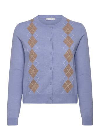 Mango | Argyle Pattern Knit Cardigan | XS