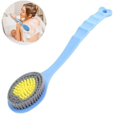 Ryggvaskebørste med myke børster, multifunksjonell design langhåndtert silikonryggbørste, langhåndtert rundt hull for oppheng