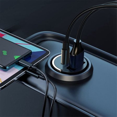 100W Dual Ports Mini USB-billaddare, Ultra Charge, Telefonladdningsadapter, 12-24V Cigarettändaruttag