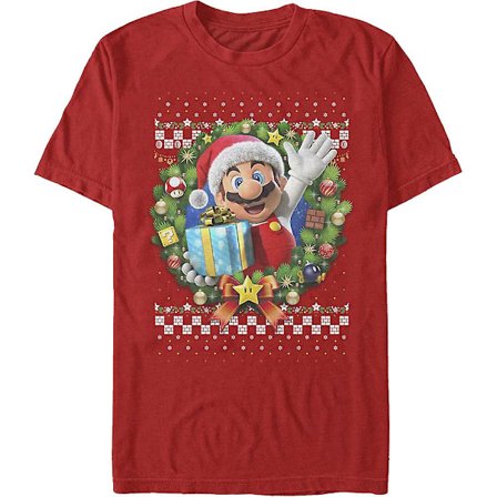 Mario Christmas Wreath Nintendo T-shirt