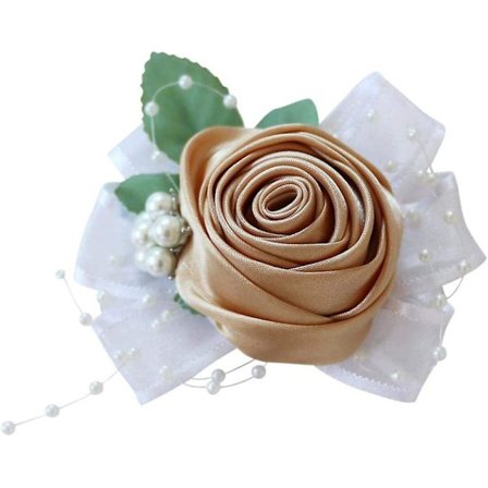 Handledsblomma Bröllop Stretch Armband Bröllop Bal Handblomma - Champagne