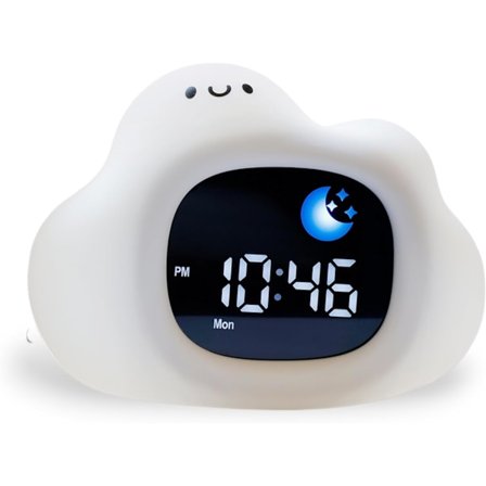 Sød Børnevækkeur Søvntræner Natlampe Lydmaskine til Småbørn 8 Farver 6 Lyde USB Genopladelig Perfekt til Småbørn