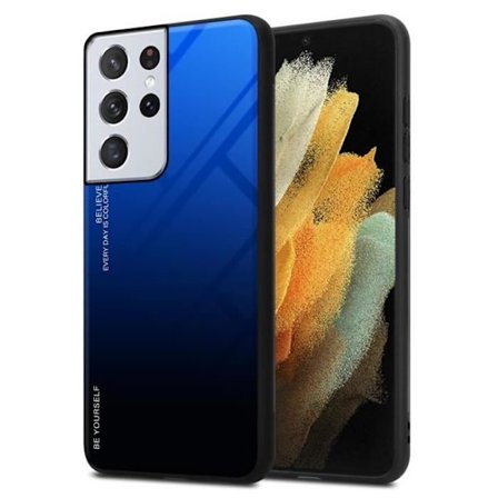 Fodral till Samsung Galaxy S21 ULTRA Skal i BLÅT - SVART Fodral Skyddsskydd tvåfärgat TPU