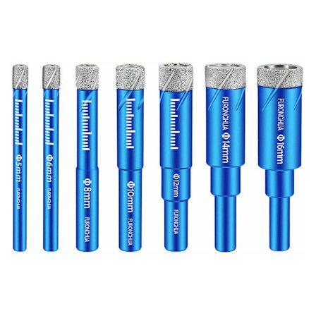 7 st Diamant Torrborrkronor, 5/6/8/10/12/14/16mm Torr Kakelborrkrona, Diamantborrkronor Hålsåg för Keramik, Glas, Porslin, Keramiska Plattor, Marmor