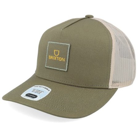 Brixton - Grön trucker Keps - Alpha Block X C Mp Mesh Cap Ivy Green/Sand A-Frame Trucker @ Hatstore