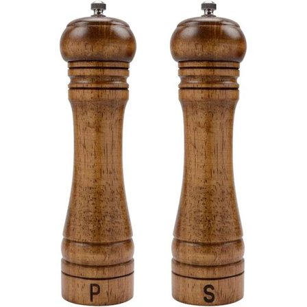 Suola- ja pippurimyllysetti, puiset suola- ja pippurimyllyt, ravistimet keraamisella ytimellä - 20 cm - 2 kpl