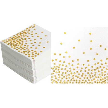 Servetter 100-pack, Vita och Guld Servetter Guld Servetter