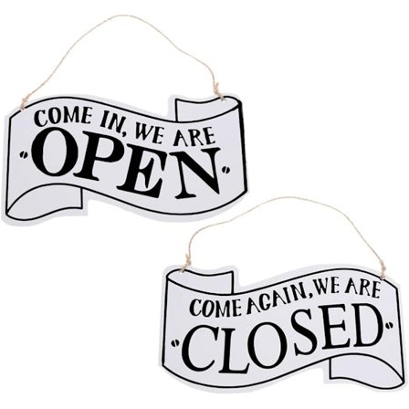 (Vit) 1 st dubbelsidig träskylt hängande skylt öppen