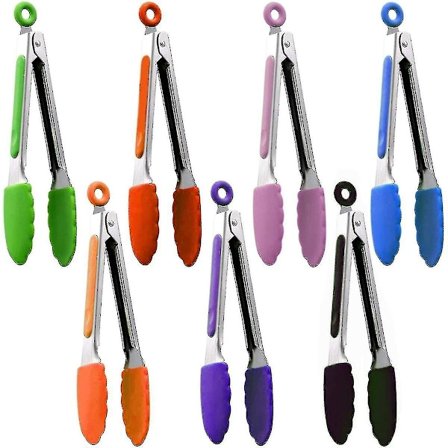 7 kpl Grillipihdit Silikoni Lämmönkestävät Pihdit Keittiösetti Keittiöpihdit Ruostumaton Teräs Lämmönkestävät Ruokapihdit Salaatti, Leivonta Tarjoilu 