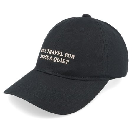 Dedicated - Svart unconstructed Keps - Soft Cap Slussen Will Travel Black Dad Cap @ Hatstore