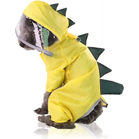 4-bens kjæledyrregnfrakk Dinosaur Reflekterende Regnjakke Poncho Med Hette(L)