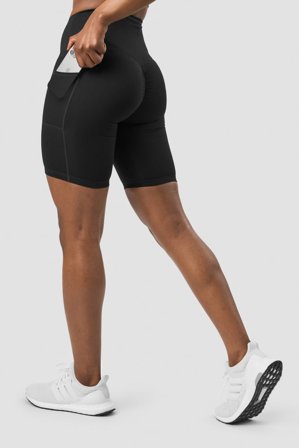 ICANIWILL - Scrunch Pocket Biker Shorts Black Wmn- Sport kurze hose - Damen - ICIW