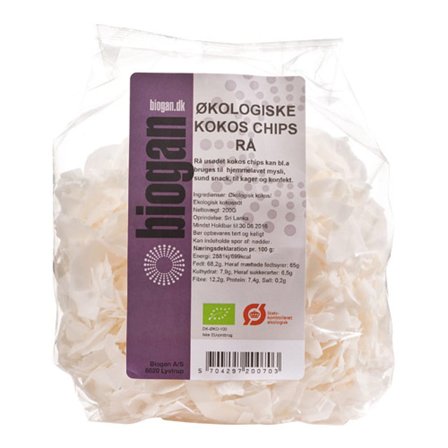 Biogan Kokoschips rå Ø 200 g, Helse & Madvarer, Snacks, Chips & Kiks