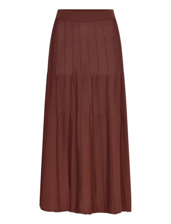 Mango Knitted Long Skirt With Seam Detail - Brown - M