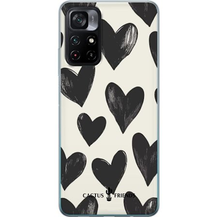 Kompatibel Mobilcover til Xiaomi Xiaomi Poco M4 Pro 5G Cactus and Friends - Bold Black Love Pattern