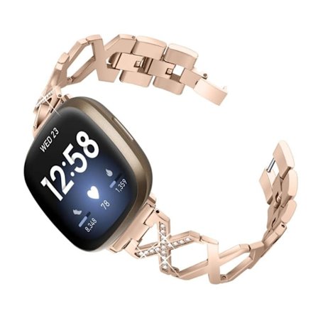 Fitbit Sense / Versa 3 strass X-style klockarmband i rostfritt stål - Guld
