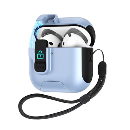 iPhone AirPods 1./2. generasjon, øretelefonetui i stativstil, multifunksjonelt øretelefonetui, lyseblå