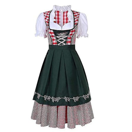 Høj kvalitet traditionel tysk ternet Dirndl kjole Oktoberfest kostume outfit til voksne kvinder Halloween Fancy Party -a