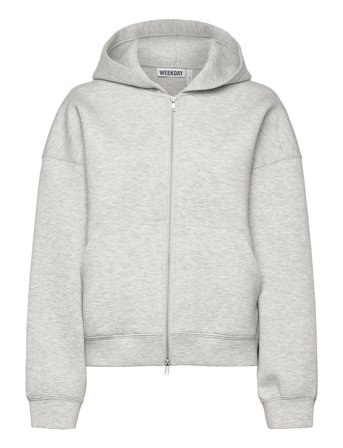 Weekday Oversized Scuba Zip-Hoodie - Grey - XS