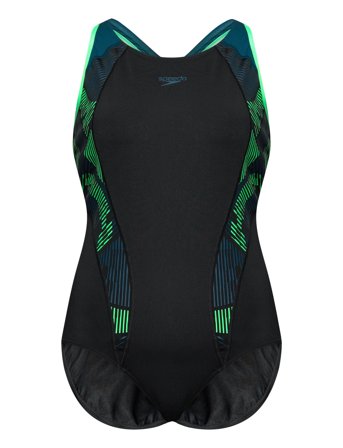 Speedo Womens Placement Laneback 1 Pc - Black - 36