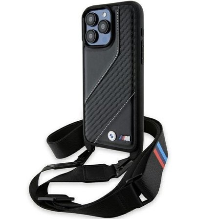 BMW M Edition Carbon Stripe & Strap-fodral för iPhone 15 Pro - svart