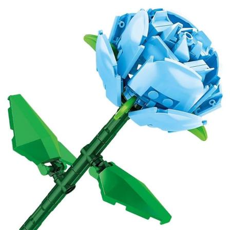 Unik Mini Rose Byggesett Romantisk Valentinsdag Morsdag Kjærlighetsgaver Kreative Byggelekesett for Hjemmedekor Blå
