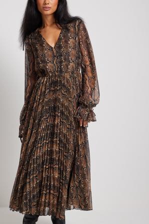 NA-KD Boho Robe mi-longue plissée à volants - Robe imprimée - Multicolore - EU 36