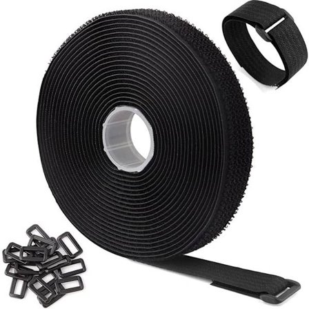 Velcro kabelbindere 5 meter lang 2 cm bred Inkluderer 25 spænder Kabelbindere Krog og løkke Kabelorganisator Kabelstyring Justerbare kabelbindere Sort