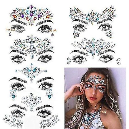 6 Sets Face Jewels Gems Stickers Rhinestone Mermaid Face Jewels Tattoo Face Jewels Gems Stickers