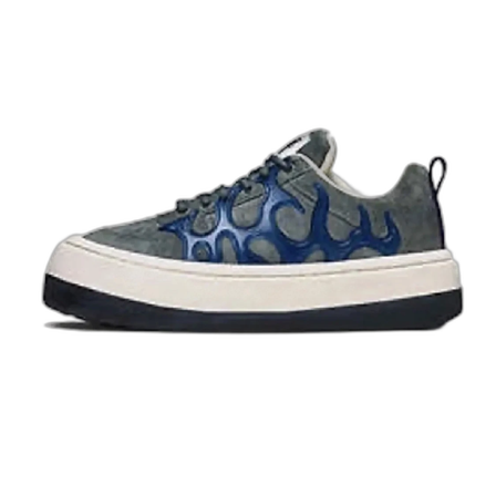 Grå och blå sneakers med unik design