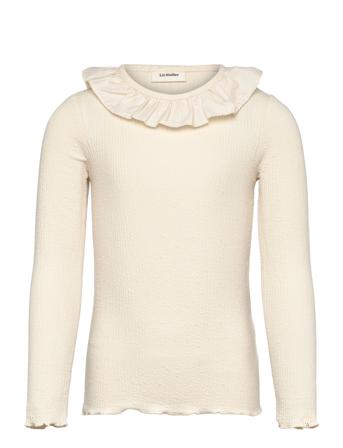 Nmfoline Ls Slim Top Lil Tops T-shirts Long-sleeved T-shirts Cream Lil'Atelier